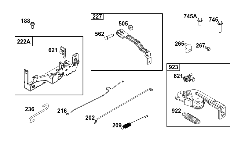 Controls Group Diagram and Parts List for 09P902-0017-H5 020000 - 09Z999 Briggs and Stratton Engine